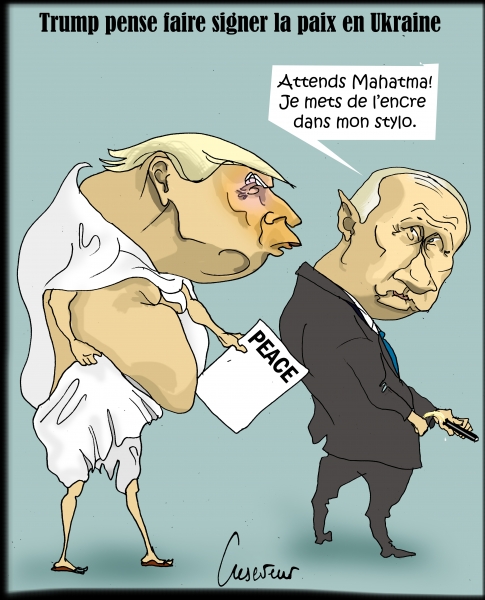 trump,poutine,gandhi,paix,ukraine,caricature,cartoon