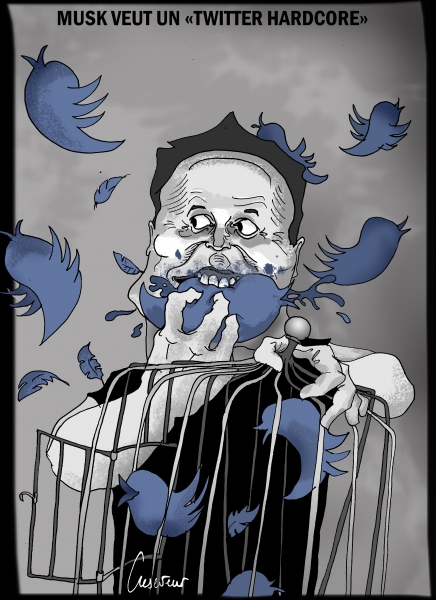 elon musk,entreprises,twitter,liberté d'expression,dessin de presse,caricature
